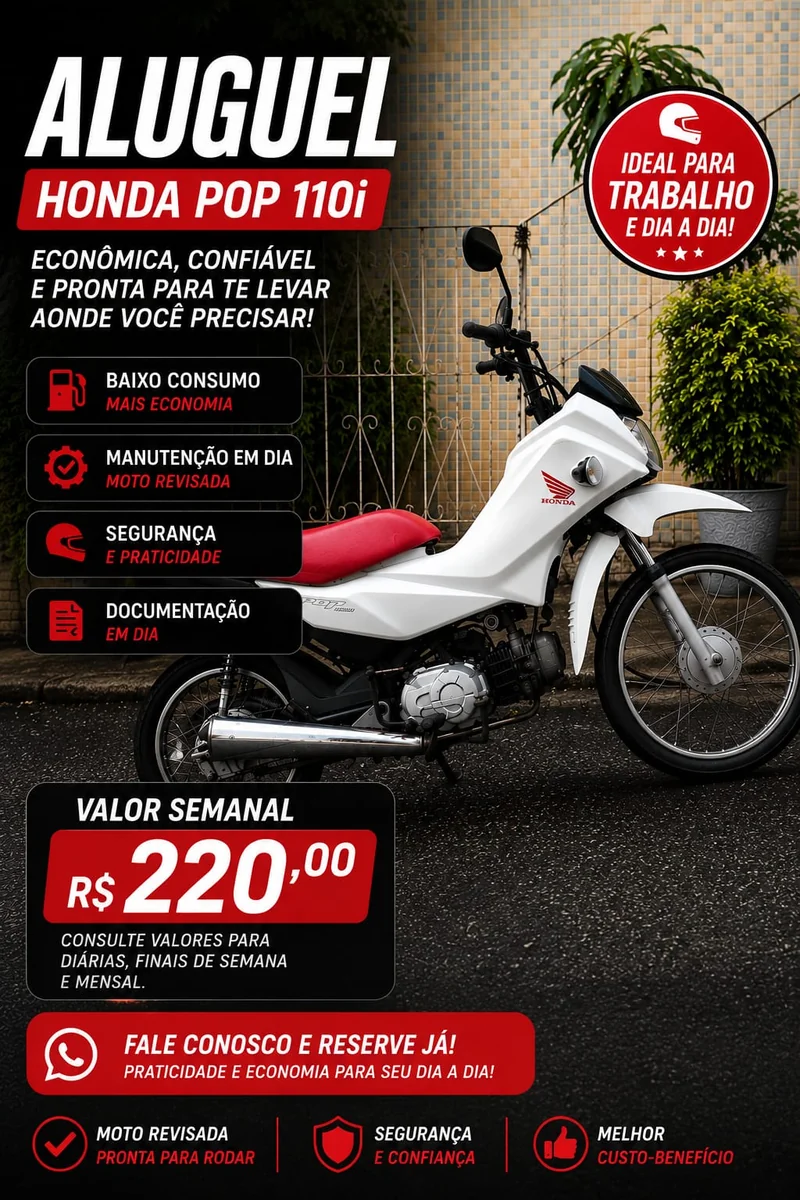Honda POP 110I 2024 para alugar em Salvador - Foto 1