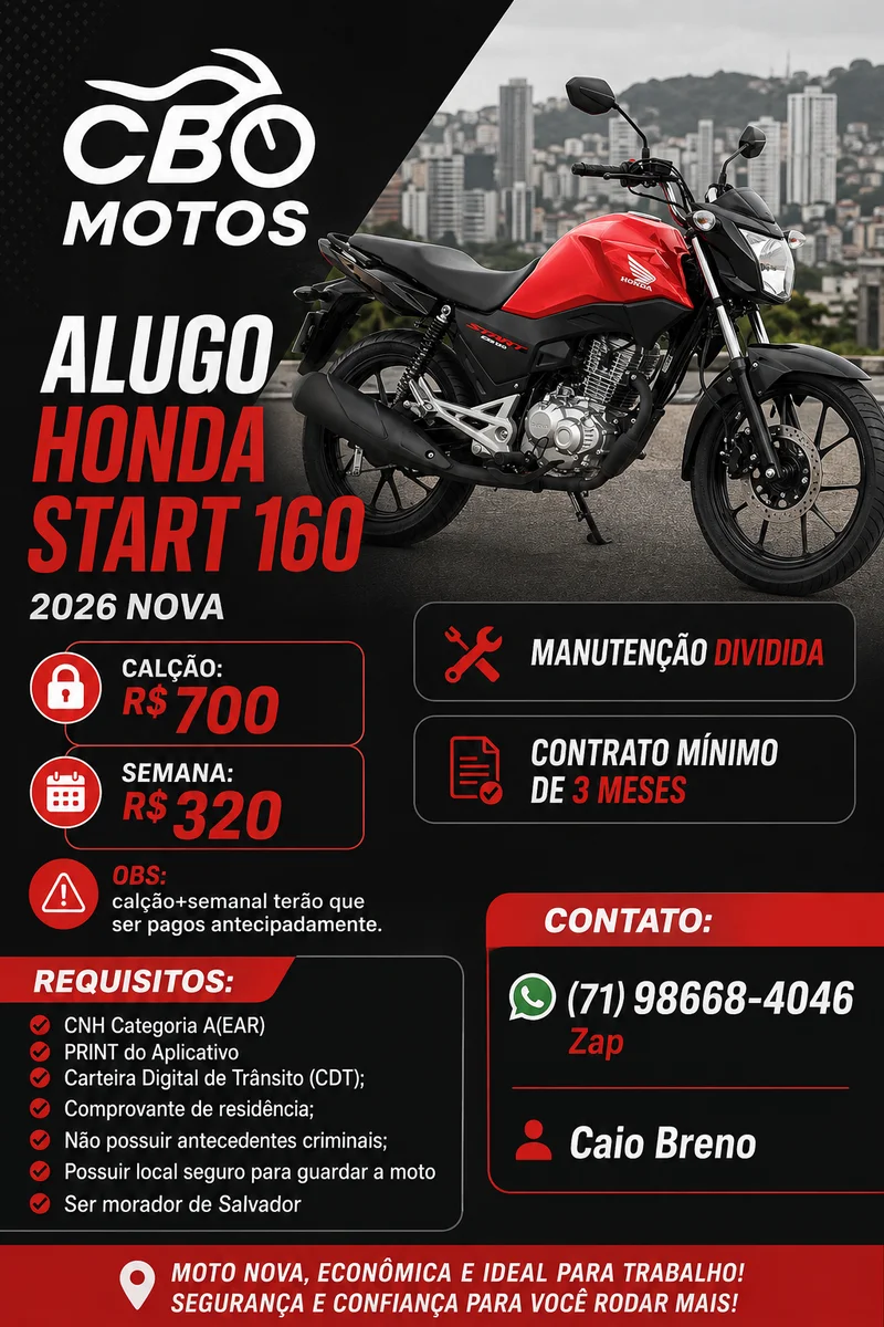 Honda START 2026 para alugar em Salvador - Foto 2