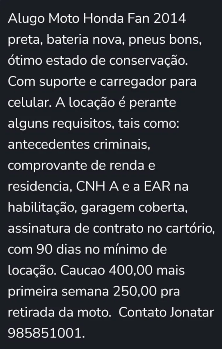 Honda FAN 2014 para alugar em Fortaleza - Foto 4