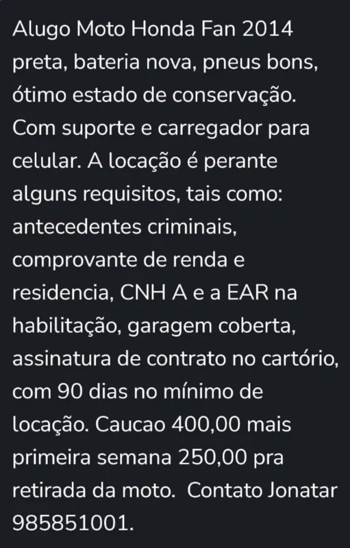 Honda FAN 2014 para alugar em Fortaleza - Foto 4
